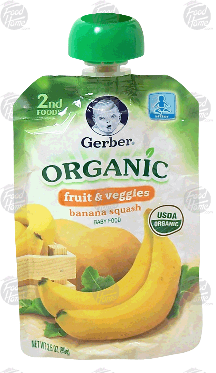 Gerber Organic fruit & veggies; banana squash baby food, stage 2 Full-Size Picture